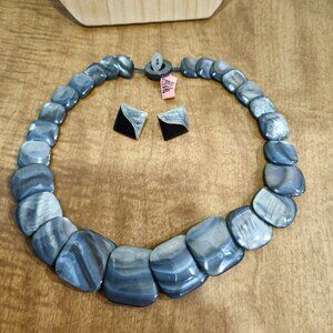 NWT Necklace Gray Black Shiny # 50